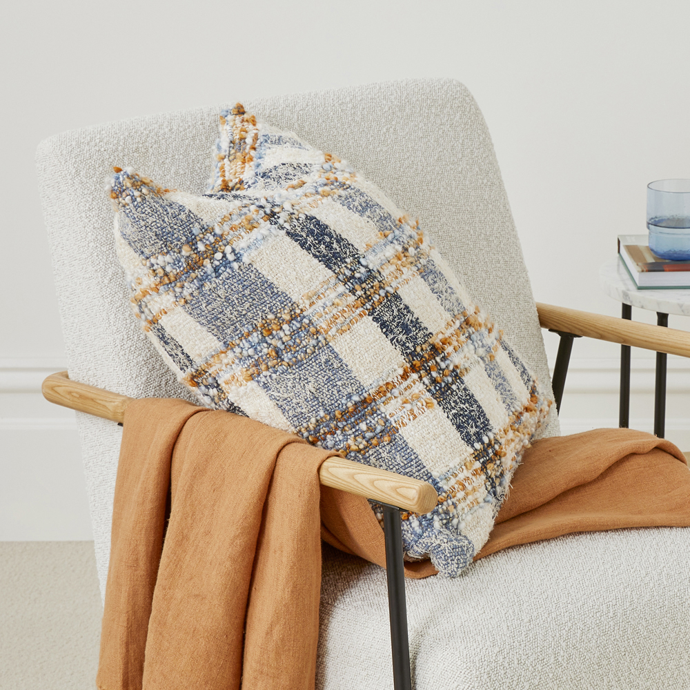 Heidelberg Blues Check Cushion