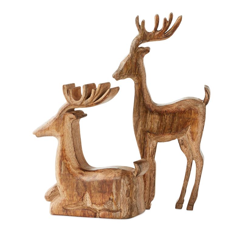Carved Natural Standing Timber Reindeer