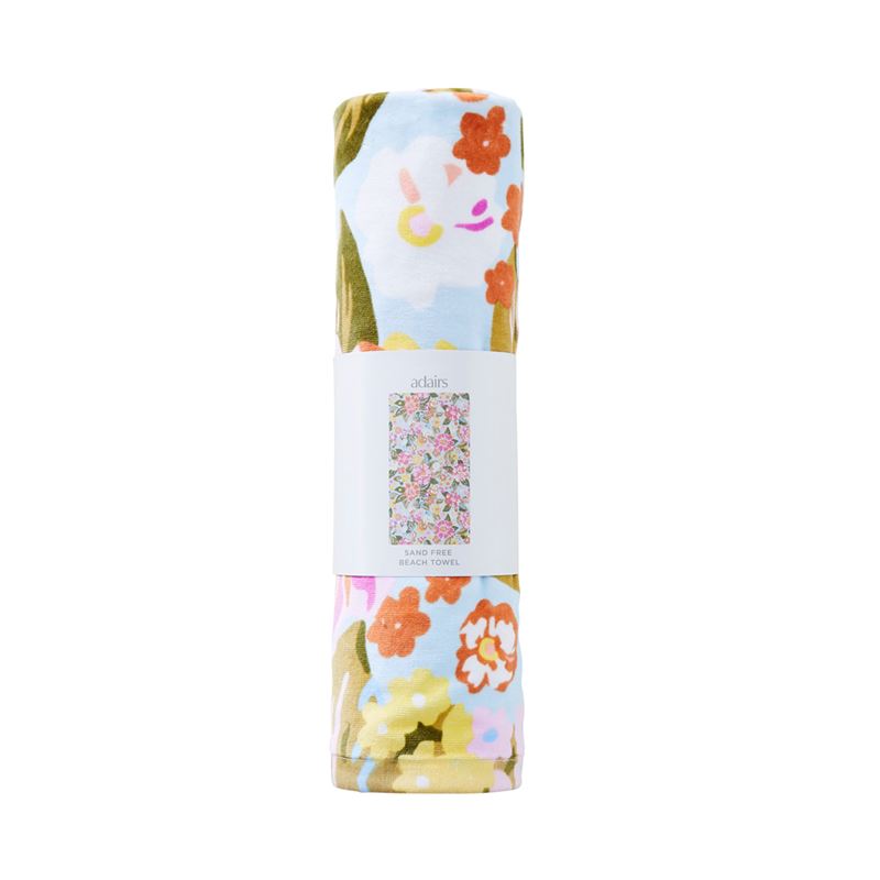 Byron Floral Blue Sand Free Beach Towel