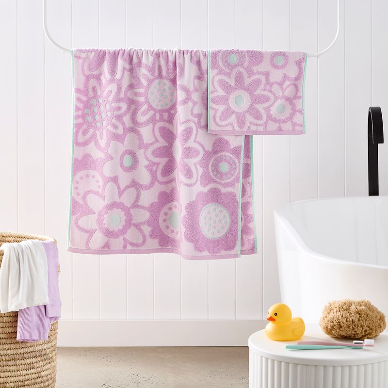 Poppy Floral Lilac & Mint Face Washers Pack of 2