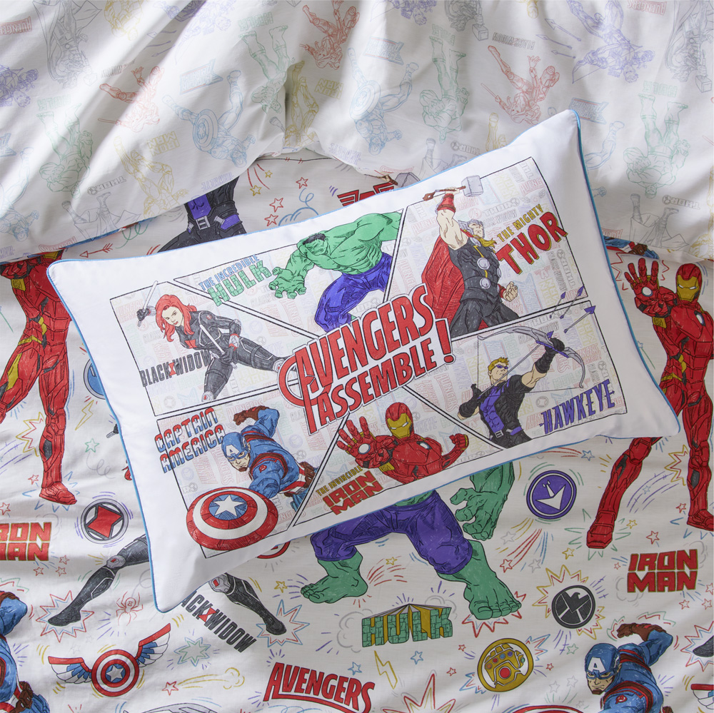 Marvel Avengers Assemble White Text Pillowcase