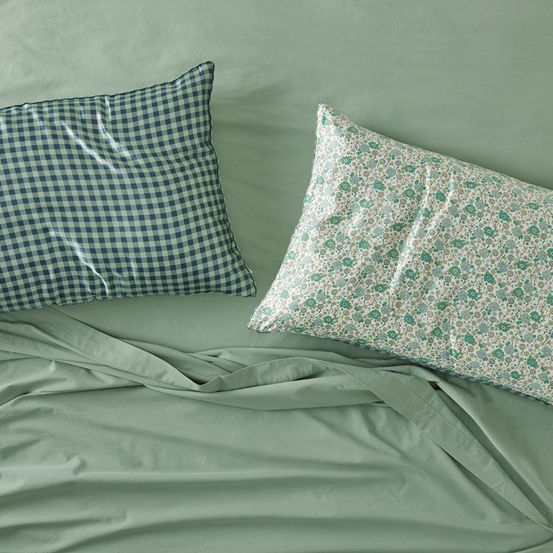 Ida Floral & Gingham Pure Silk Printed Pillowcase
