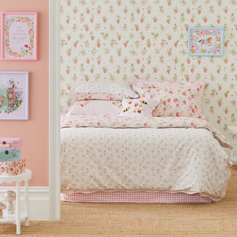 Heirloom Sweet Strawberry Light Pink Quilt Cover Set