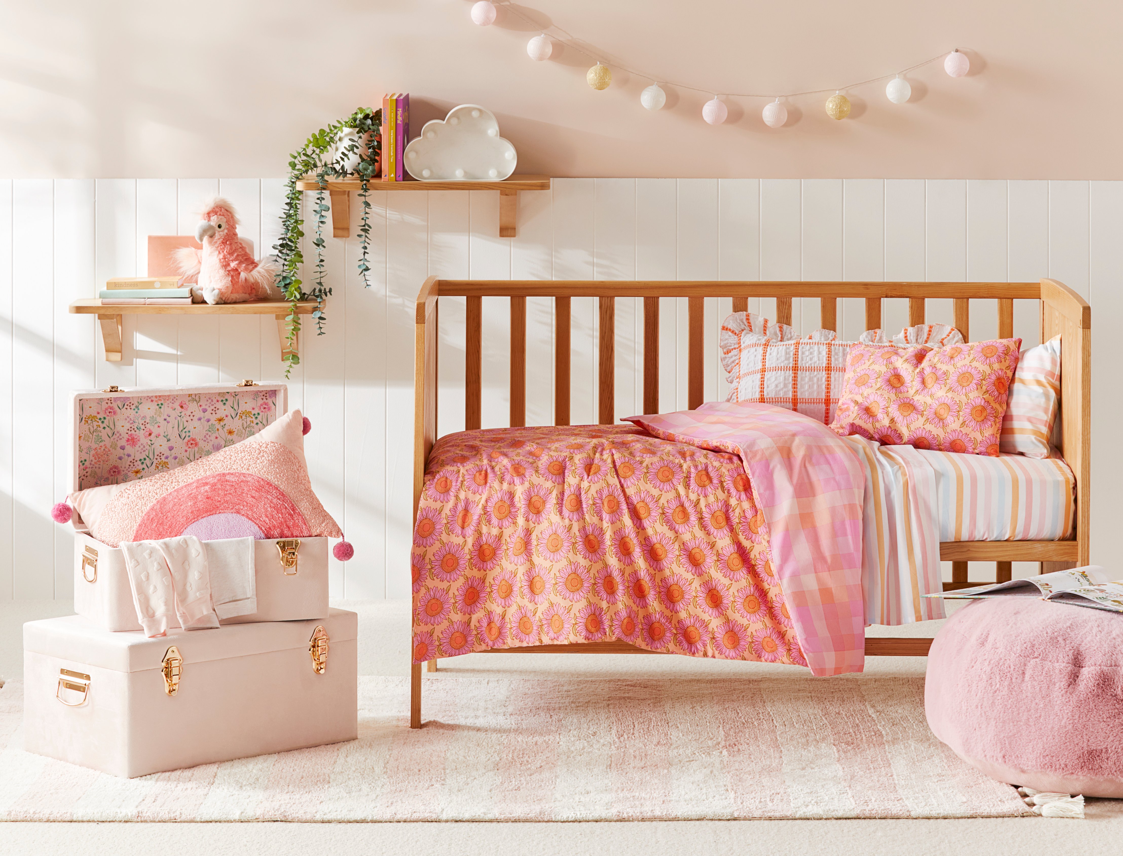 Sunflower Stonewashed Sunset Cot Quilt Cover Set