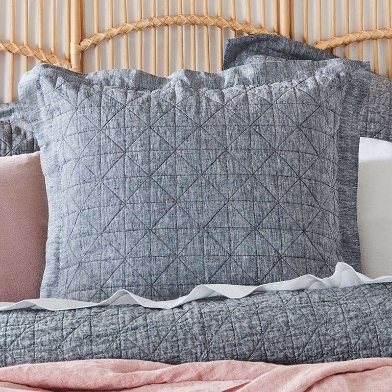 Vintage Washed Linen Indigo Quilted Quilt Cover Separates