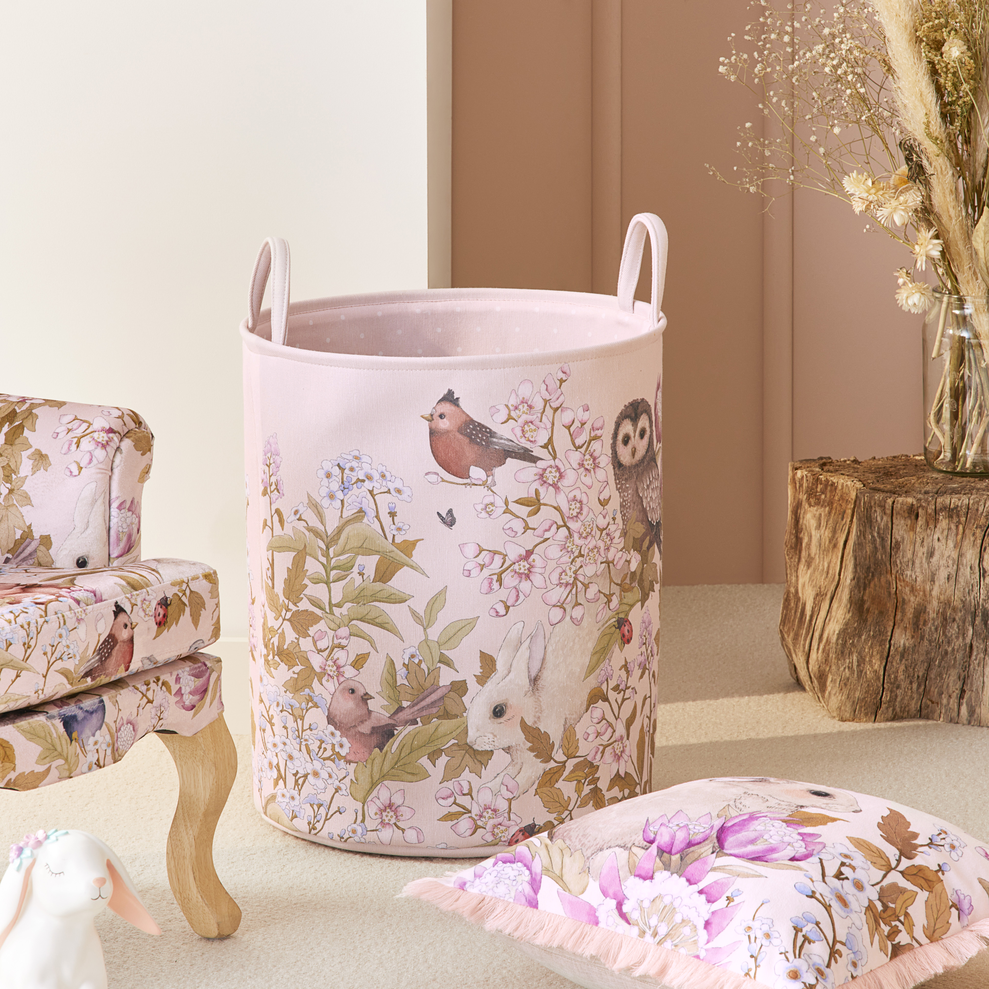 Fleur Harris Woodlands Pink Printed Basket