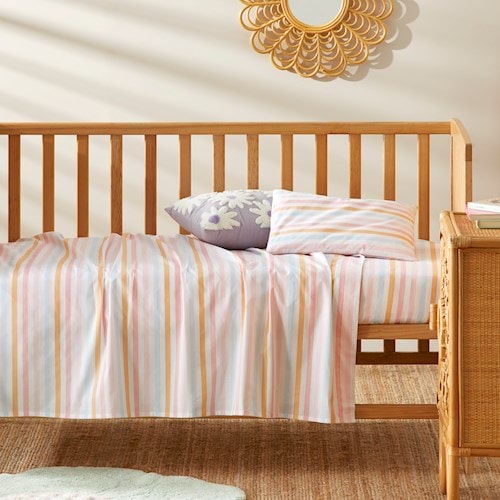 Remi Stripe Pink Cot Sheet Set