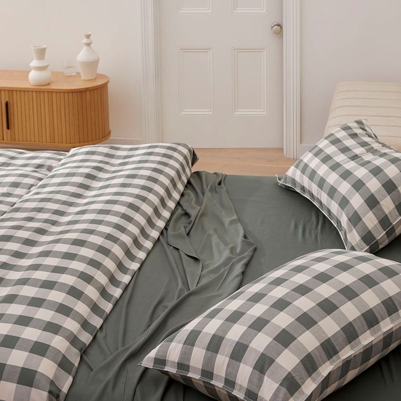 Bamboo Linen Cypress Check Quilt Cover Separates