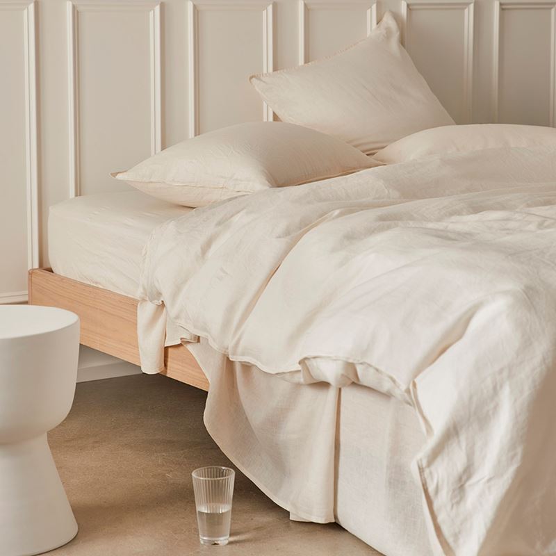 Vintage Washed Linen Vanilla Quilt Cover Separates