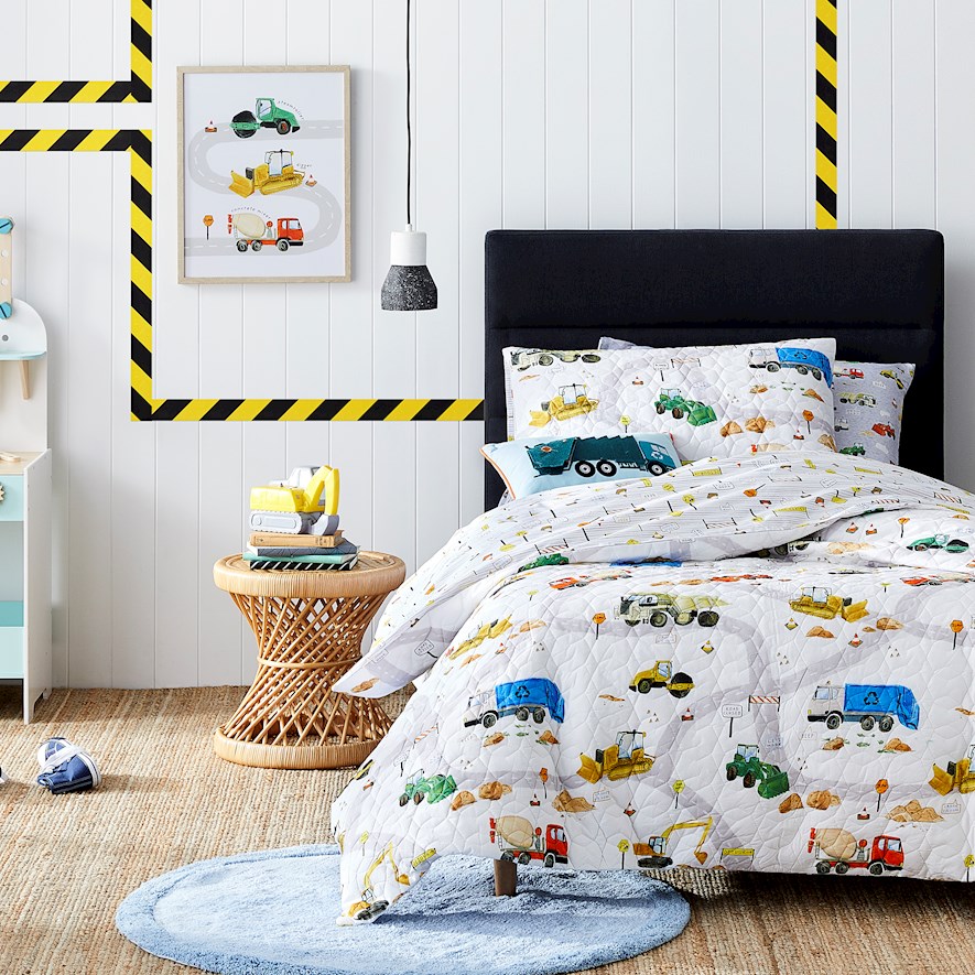 Truck Town Multi Quilted Quilt Cover Set