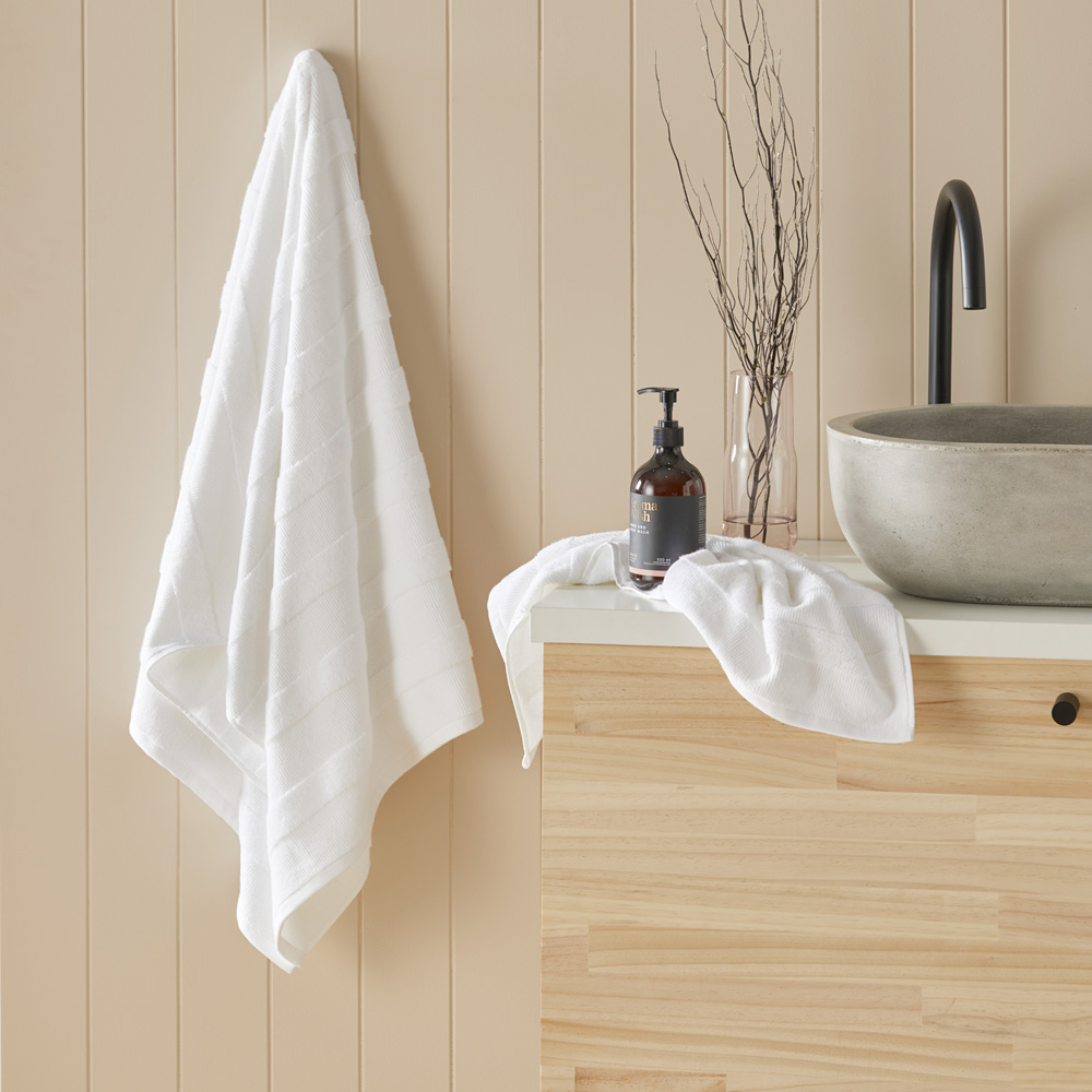 European Cameron White Textured Towel Range