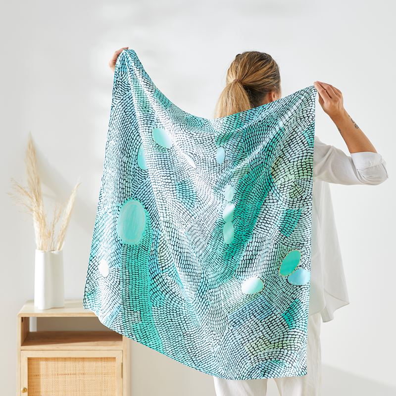 Miimi + Jiinda Lowanna Aqua Silk Scarf