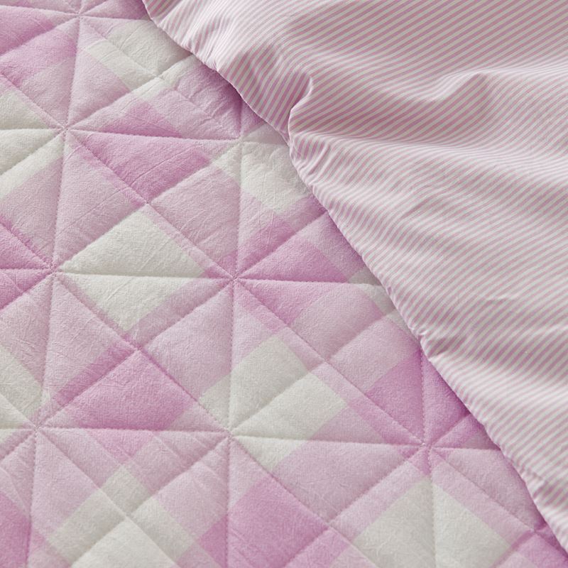Mickey Gingham Lilac Quilted Quilt Cover Set