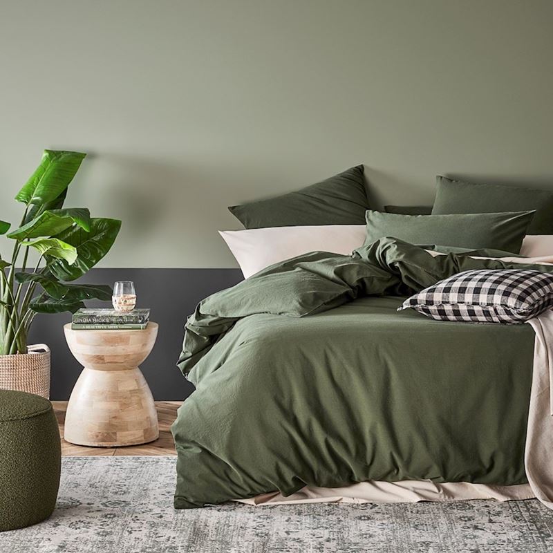 Stonewashed Cotton Basil Pillowcase