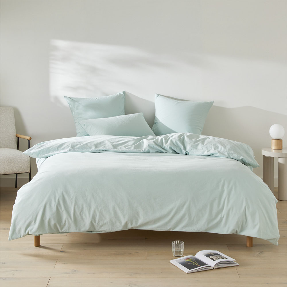 Stonewashed Cotton Mint Quilt Cover Separates
