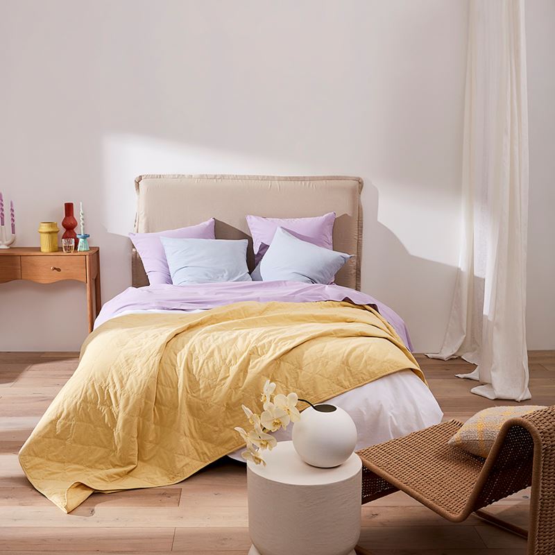 Stonewashed Cotton Dusty Lemon Quilted Coverlet Separates