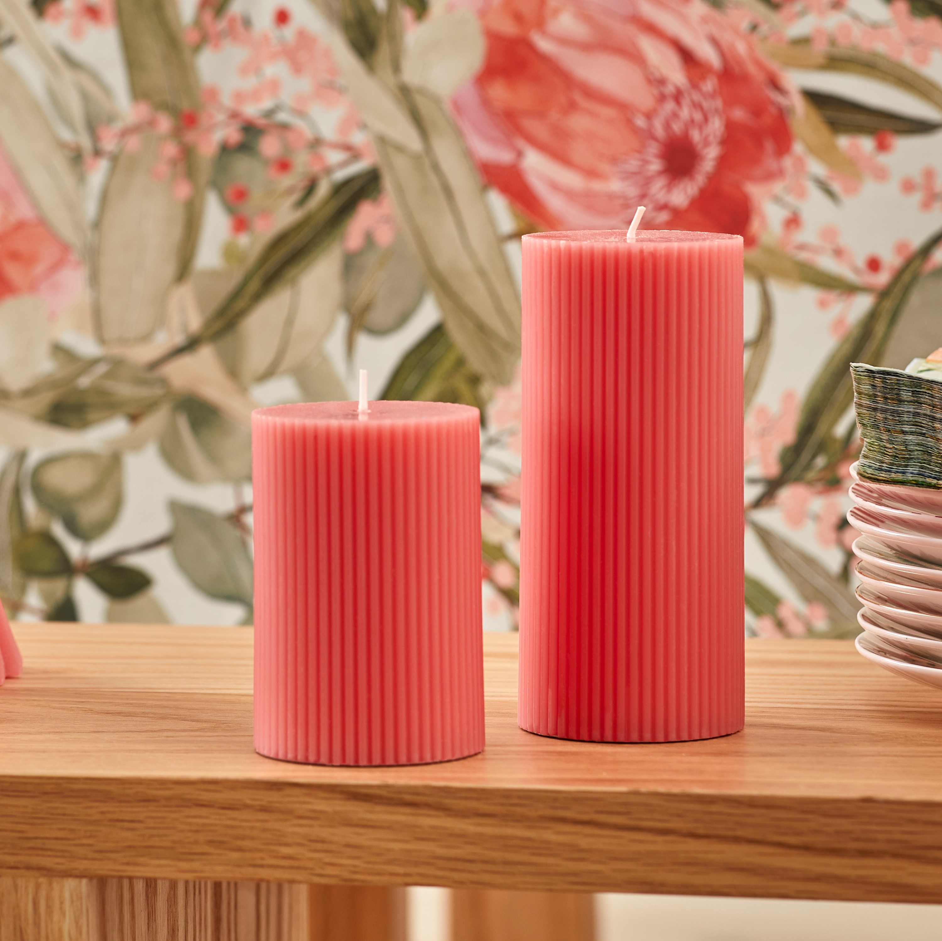 Christmas Pillar Coral Candle