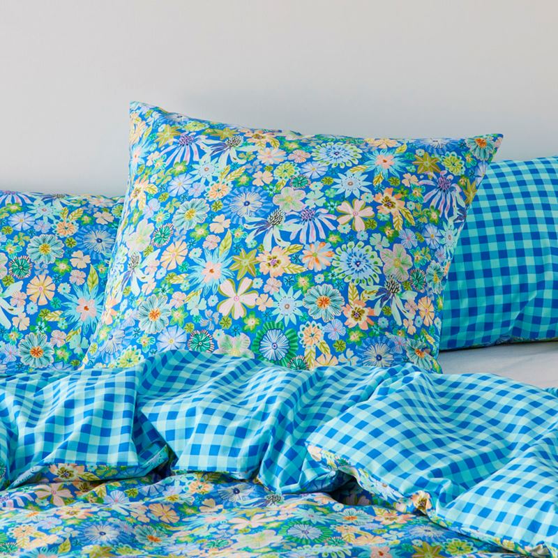 Sia Marine Blue Floral Quilt Cover Set + Separates