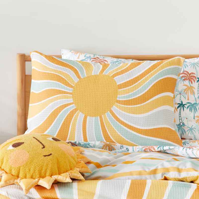 Rise and Shine Waffle Blue Quilt Cover Set