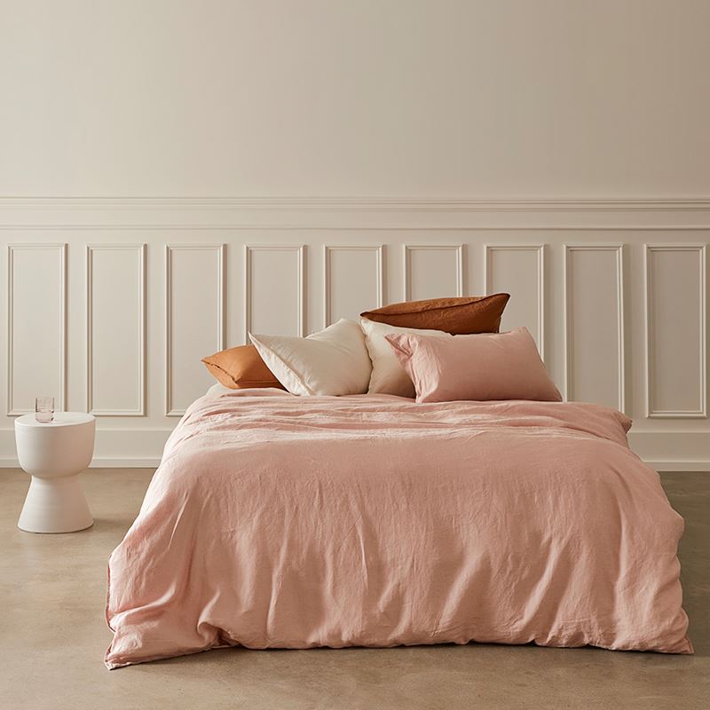 Vintage Washed Linen Nude Pink Quilt Cover Separates