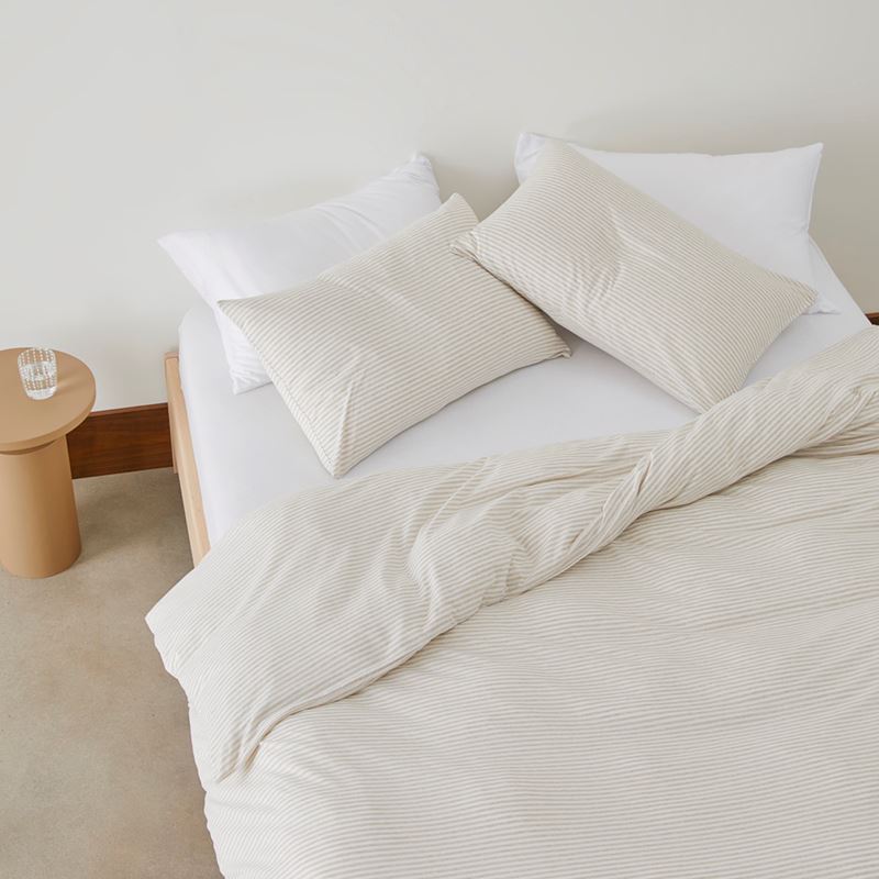 Ultra Soft Jersey Natural Stripe Quilt Cover Set