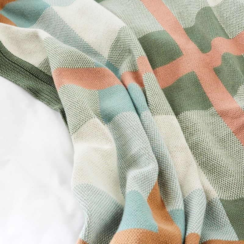 Amari Green & Blue Check Knit Throw