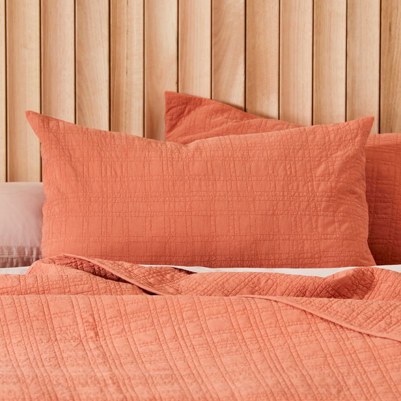 Stonewashed Cotton Paprika Quilted Coverlet Separates