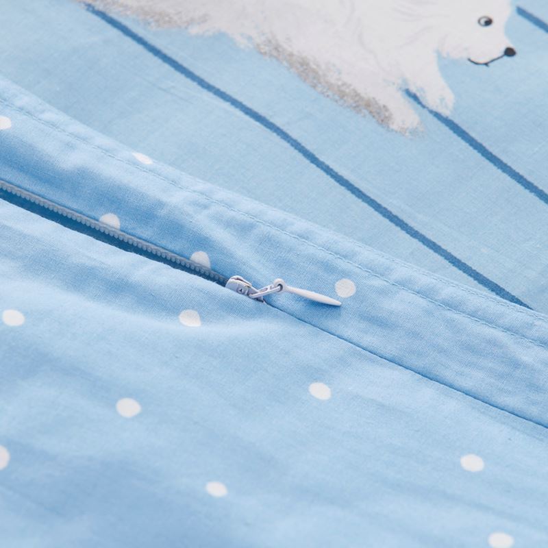 Puppy Love Blue Cot Quilt Cover Set