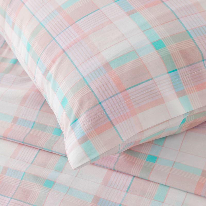 Coral Check Printed Sheet Set