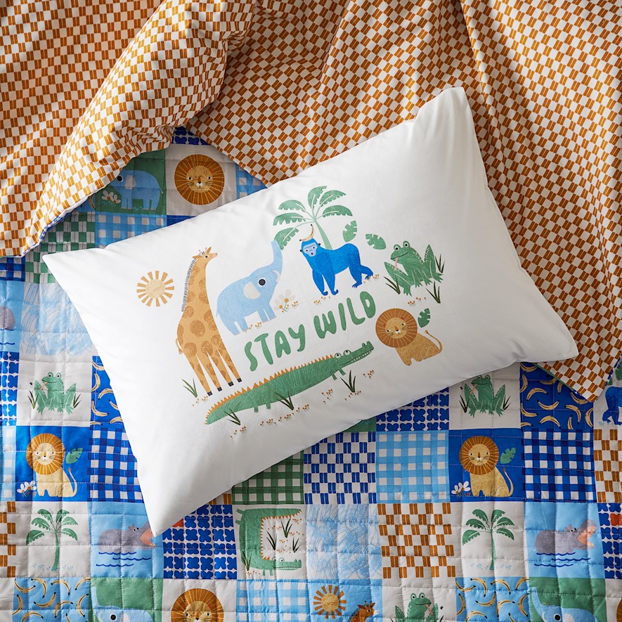 Stay Wild White Text Pillowcase