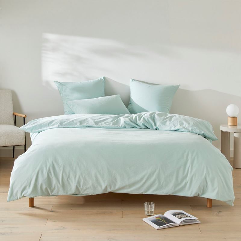 Stonewashed Cotton Mint Pillowcases
