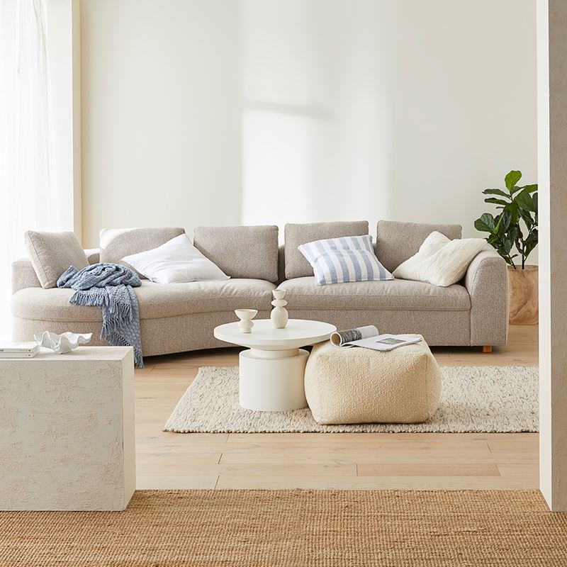 Burleigh Ivory Boucle Pouf