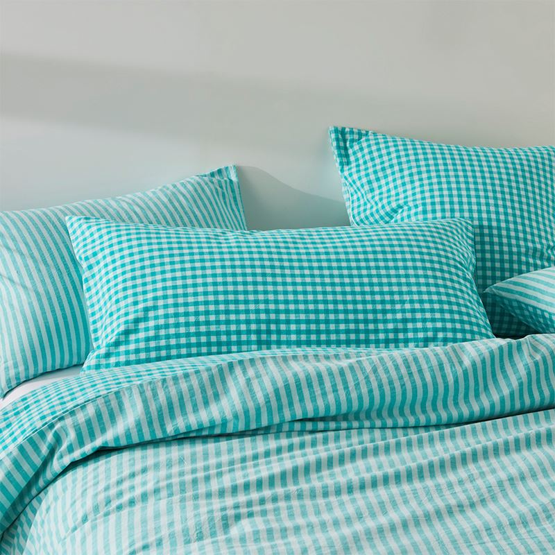 Carrie Aquamarine Gingham Quilt Cover Set + Separates