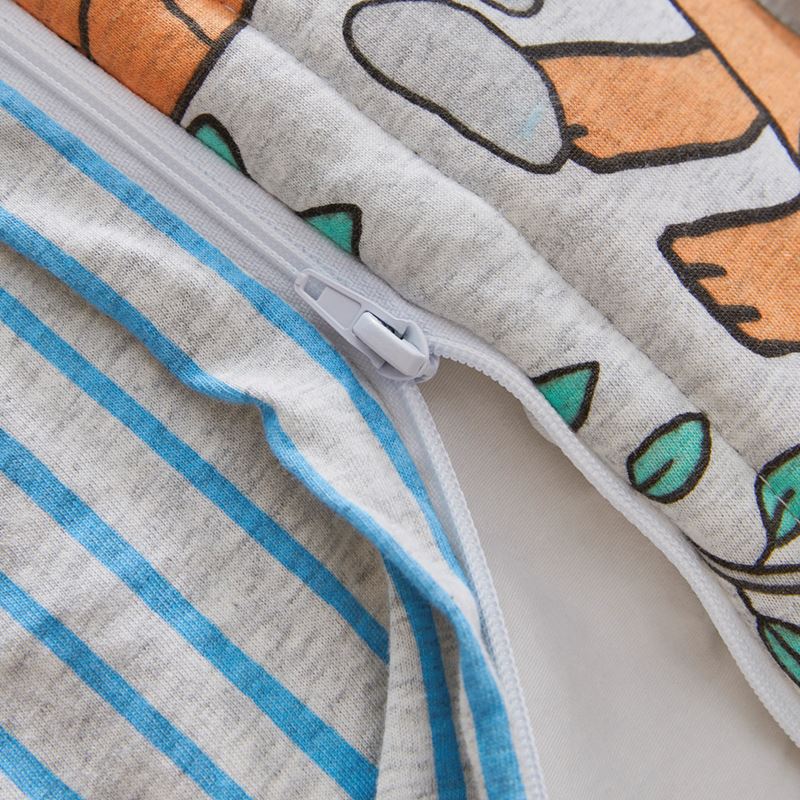 Happy Little Dinos Grey Marle Quilted Jersey Cot Quilt Cover Set