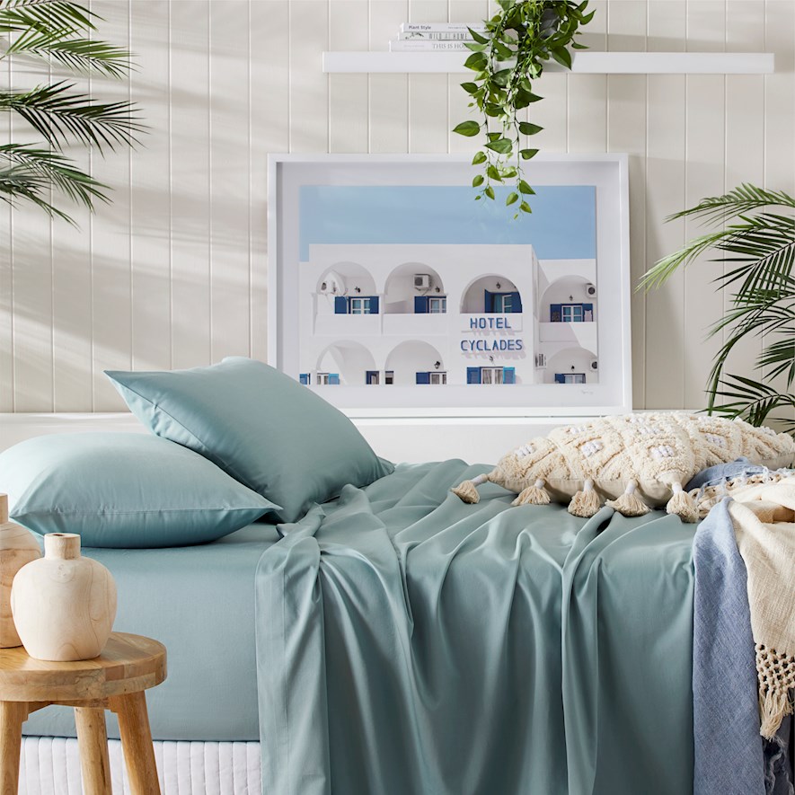 600TC Bamboo Cotton Blue Grey Sheet Separates