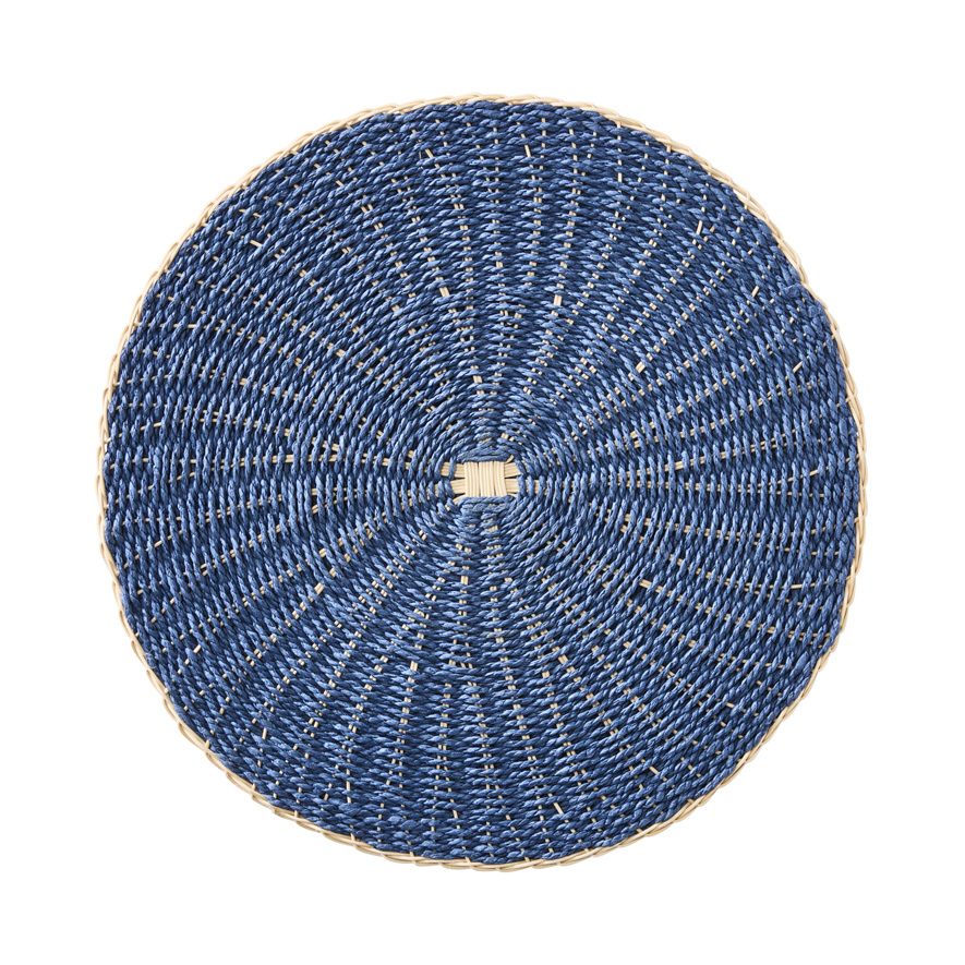 Lattice Blue & Natural Placemats Pack 2