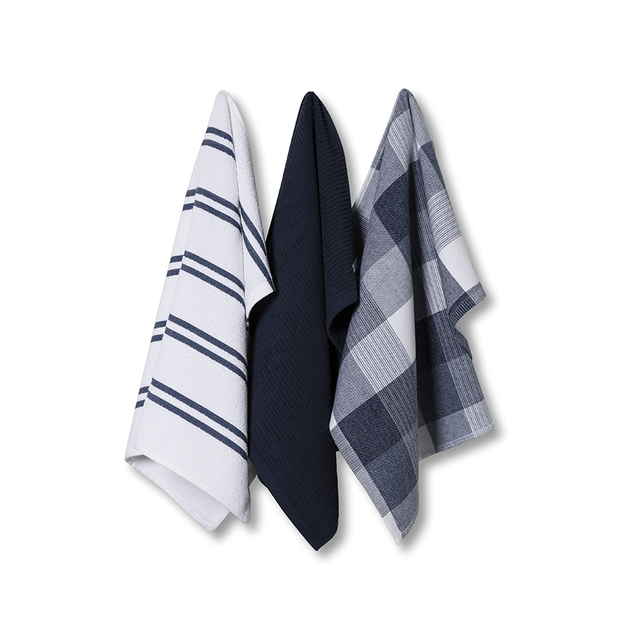 Essential Check Tea Towels Denim