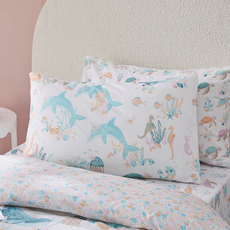 Sea Garden White Quilt Cover Set