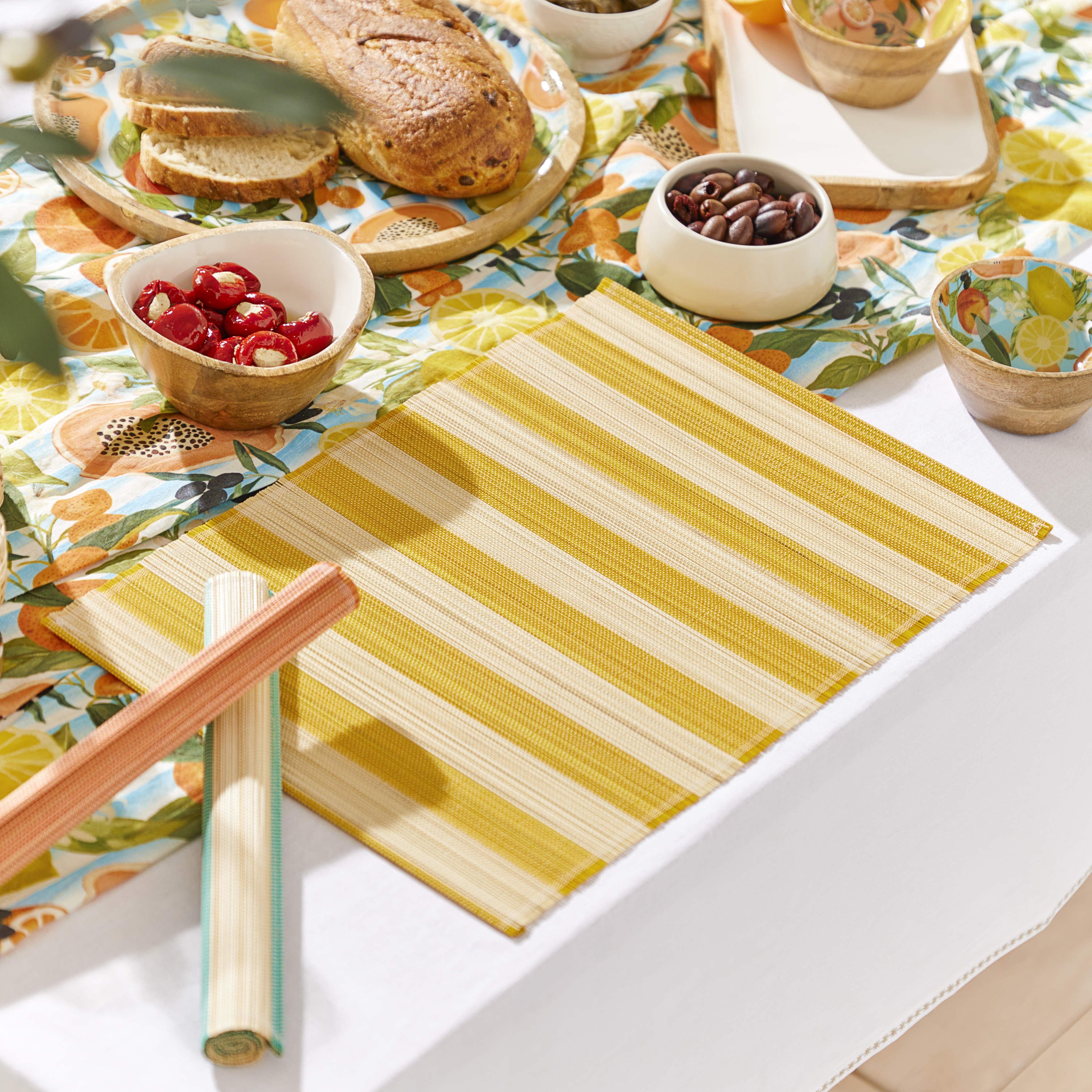 Serafina Yellow & Natural Stripe Placemat Pack of 2