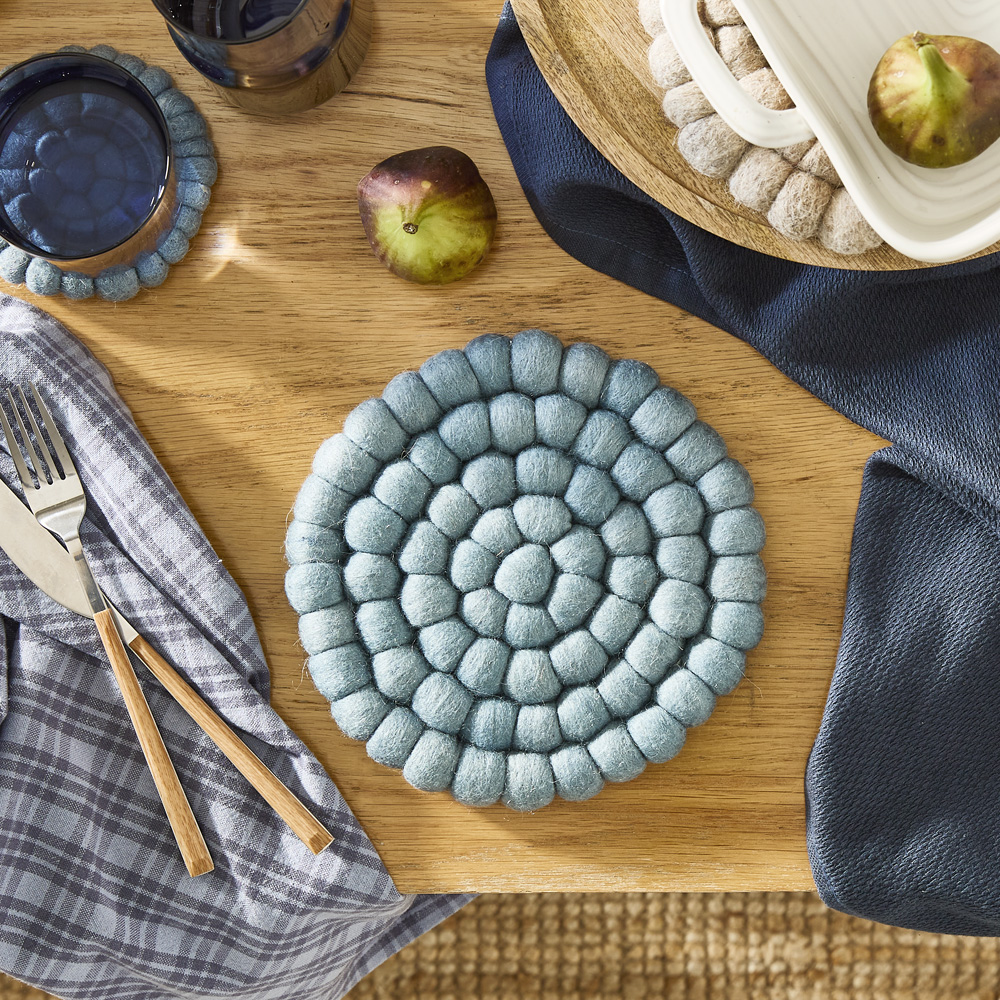 New Zealand Sky Blue Wool Trivet