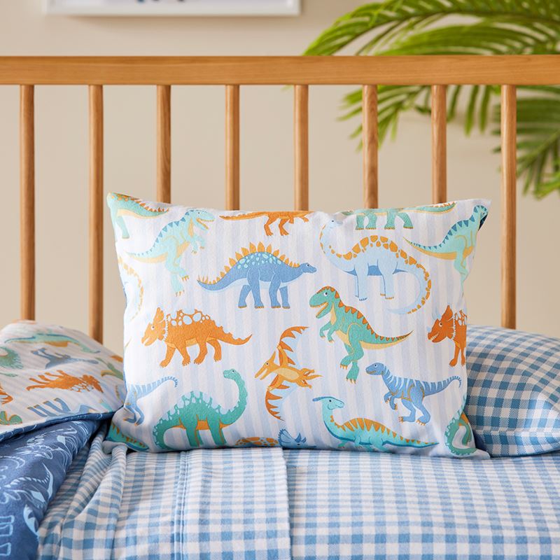 Dino Park Blue Flannelette Cot Quilt Cover Set
