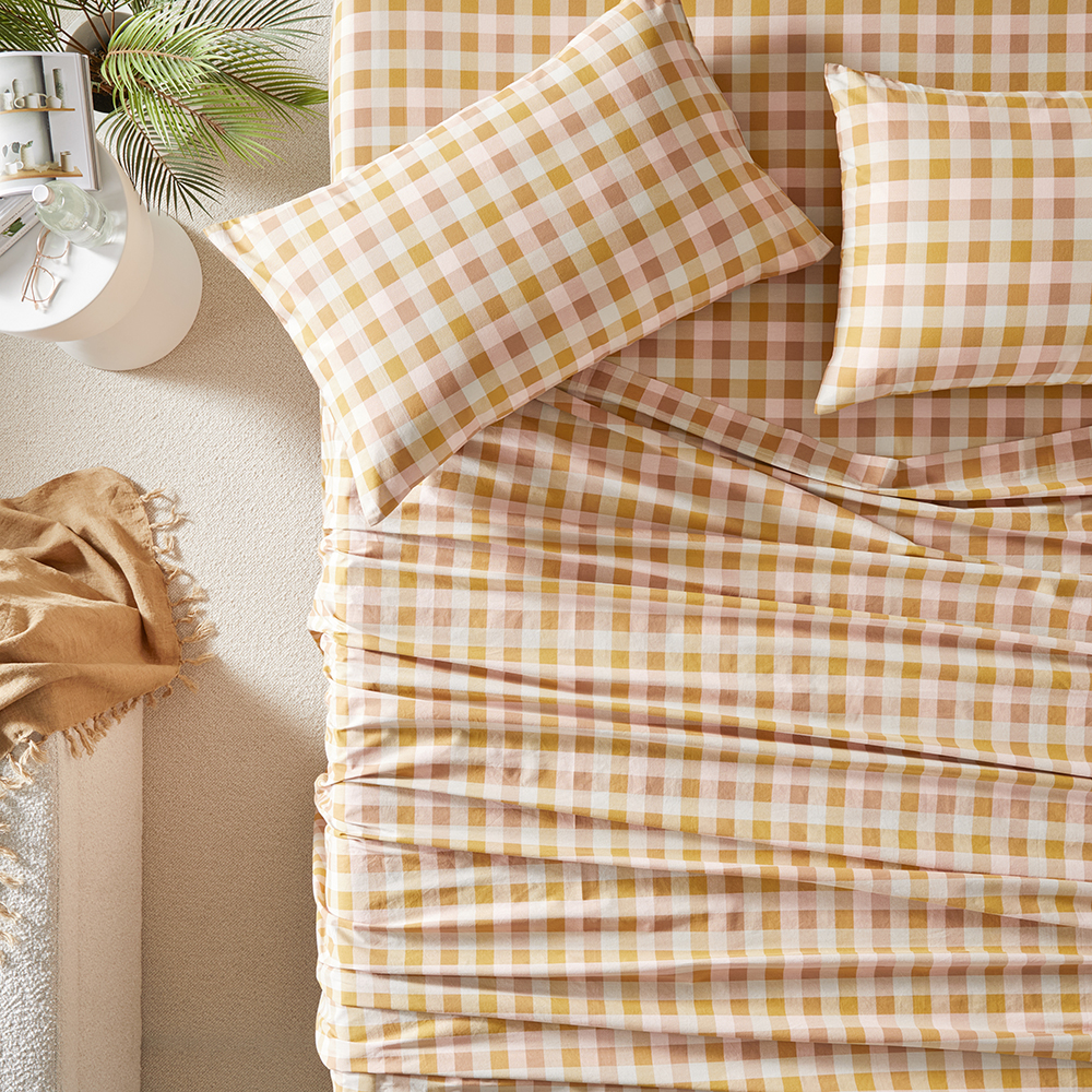 Charlie Check Mustard Printed Sheet Set