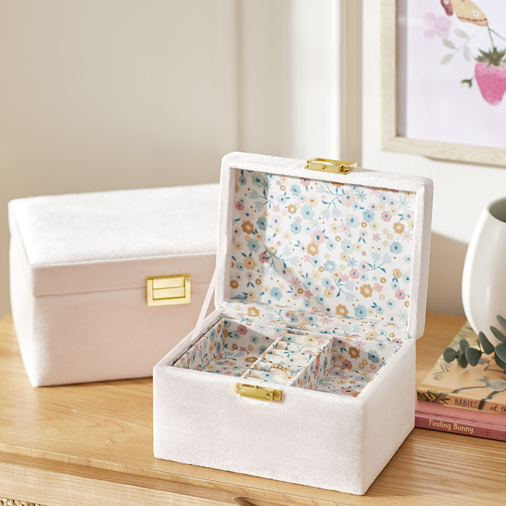 Velvet Pink Floral Jewellery Box