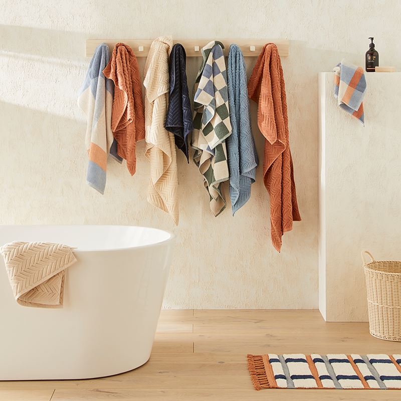 Brooklyn French Blue Multi Check Towel Range