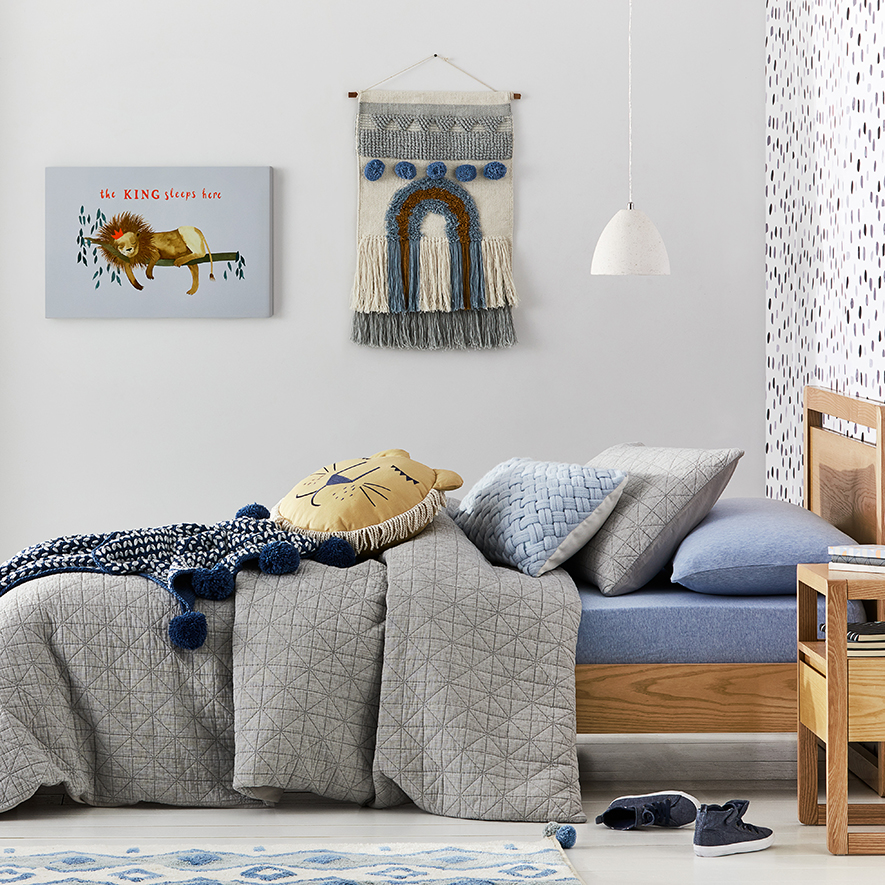 Elvis Grey Quilted Quilt Cover Set