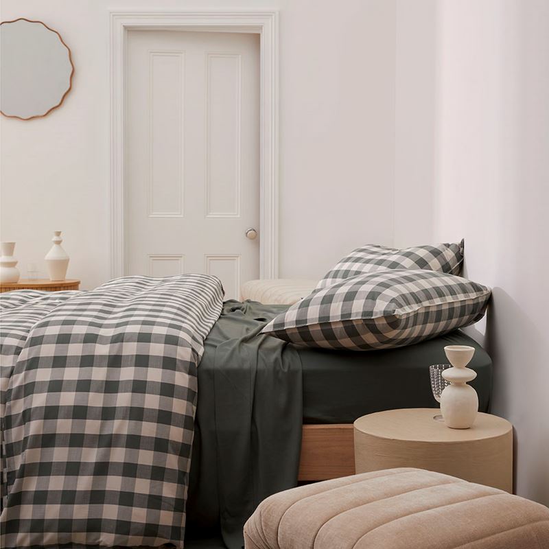 Bamboo Linen Cypress Check Quilt Cover Separates