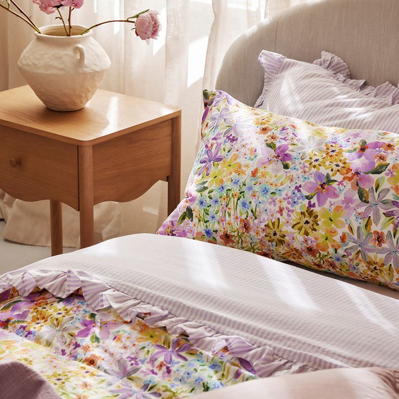 Ruffle Lilac Stripe Sheet Set