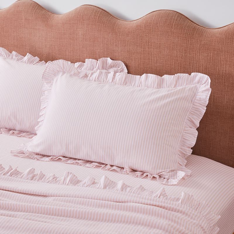 Ruffle Nude Pink Stripe Sheet Set