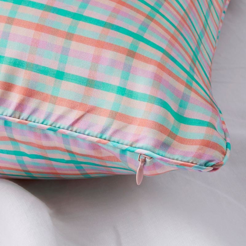 Bright Check Pure Silk Printed Pillowcase