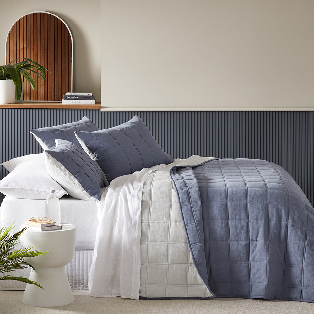 Crinkle Cotton Denim Quilted Coverlet Separates
